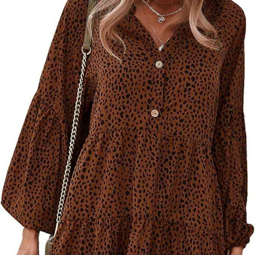 Leopard 🐆 Print Ruffle Tiered Tunic 105